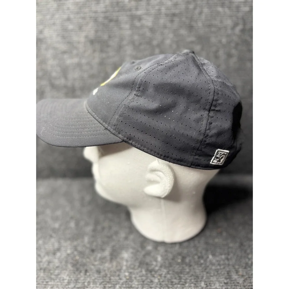 The Game UNA Baseball Hat Black Perforated Adjustable Strapback Cap Mens OSFM
